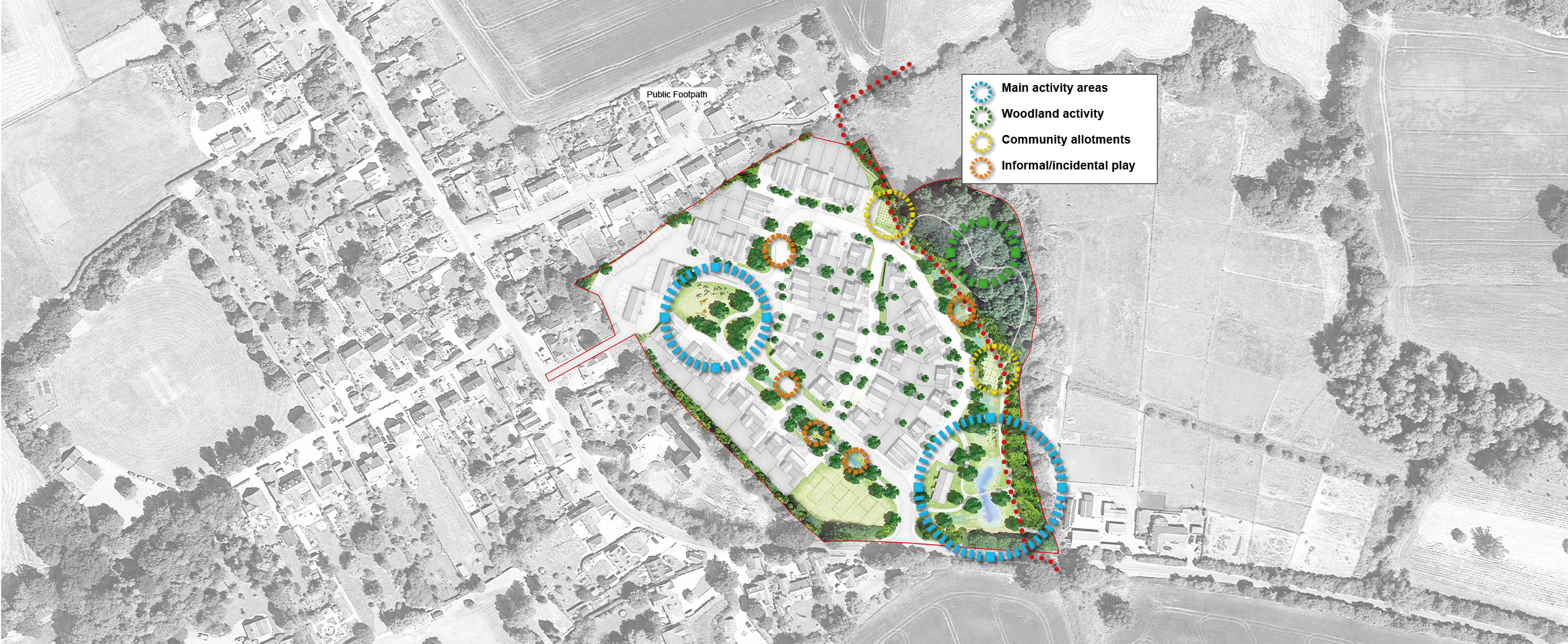 he proposal for Little Easton is an excellent example of a landscape-led scheme. It starts by taking the land and its surroundings into account and then evolves in collaboration with the architectural design. The outcome is a scheme that includes 44 residential units and 3 commercial units. It is designed in a way that is sensitive to its surrounding townscape and landscape and responds to the topography of the Upper Valleyside of the River Chelmer.